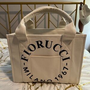 Fiorucci Milano Stamp Cotton Canvas Tote Bag
